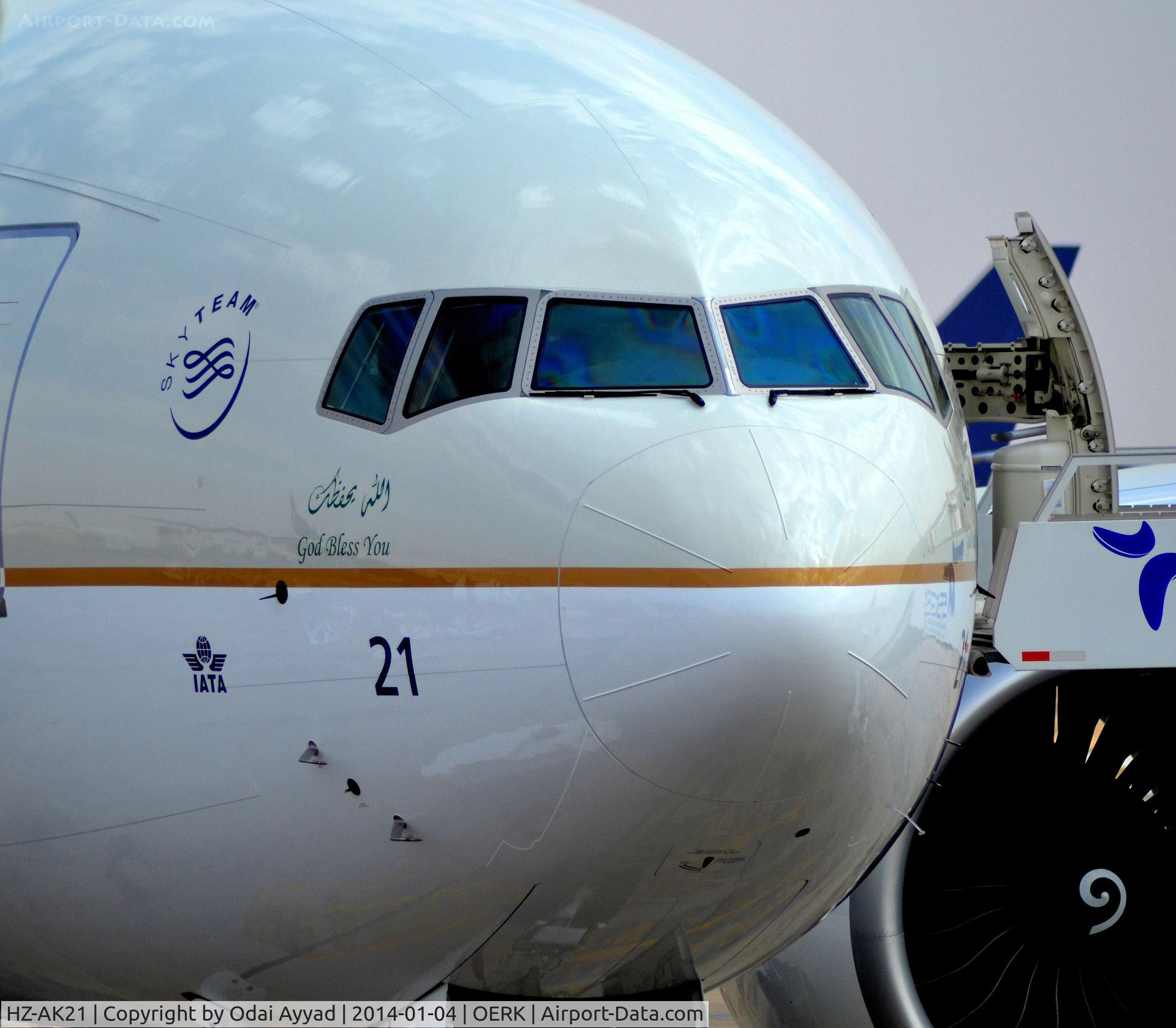 HZ-AK21, 2013 Boeing 777-368/ER C/N 41057, One of the new Saudia B777-300 parked at Riyadh airport ,