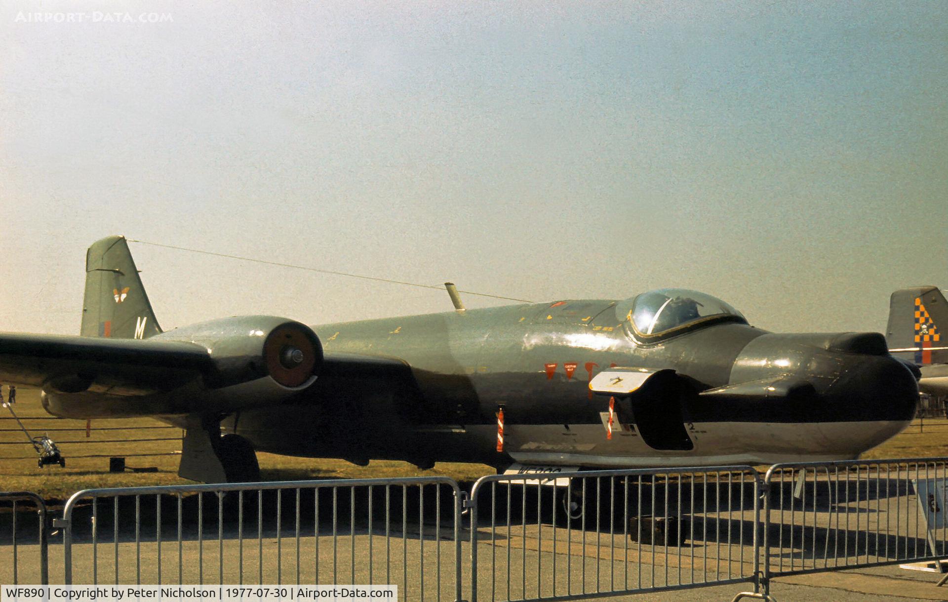 WF890, 1952 English Electric Canberra T.17 C/N EEP71091, Canberra T.17 of 360 Squadron at RAF Wyton on display at the 1977 Royal Review at RAF Finningley.