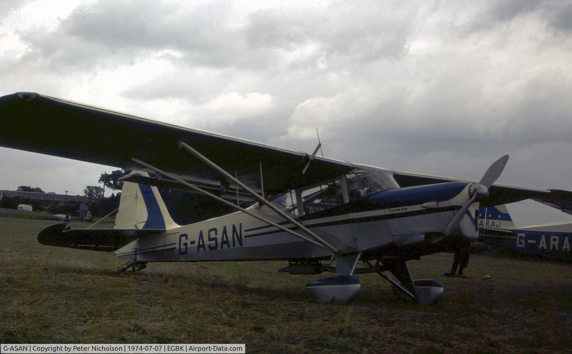 G-ASAN, 1962 Beagle A-61 Terrier 2 C/N B.608, This A.61 Terrier 2 was present at the 1974 Popular Flying Association Fly-in at Sywell.