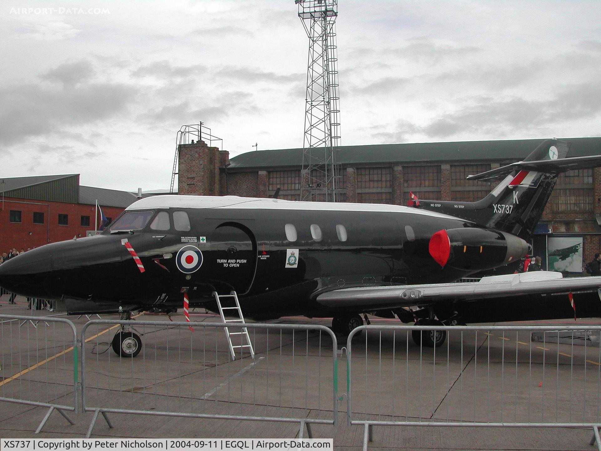 XS737, 1966 Hawker Siddeley HS.125 Dominie T.1 C/N 25076, Dominie T.1 of 55 (Reserve) Squadron on display at the 2004 RAF Leuchars Airshow.