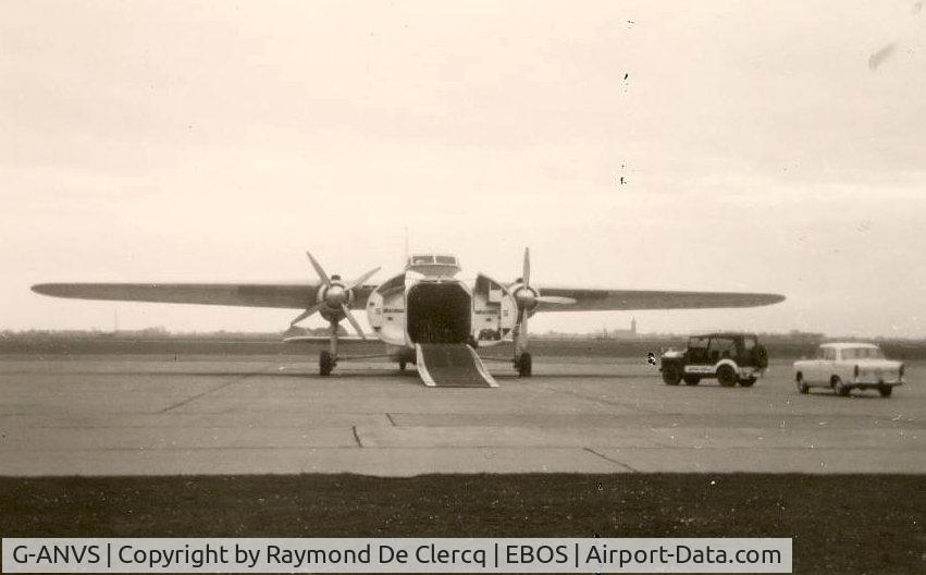 G-ANVS, 1954 Bristol 170 Freighter Mk.32 C/N 13252, British United Airways , Ostend  1967-04-05.