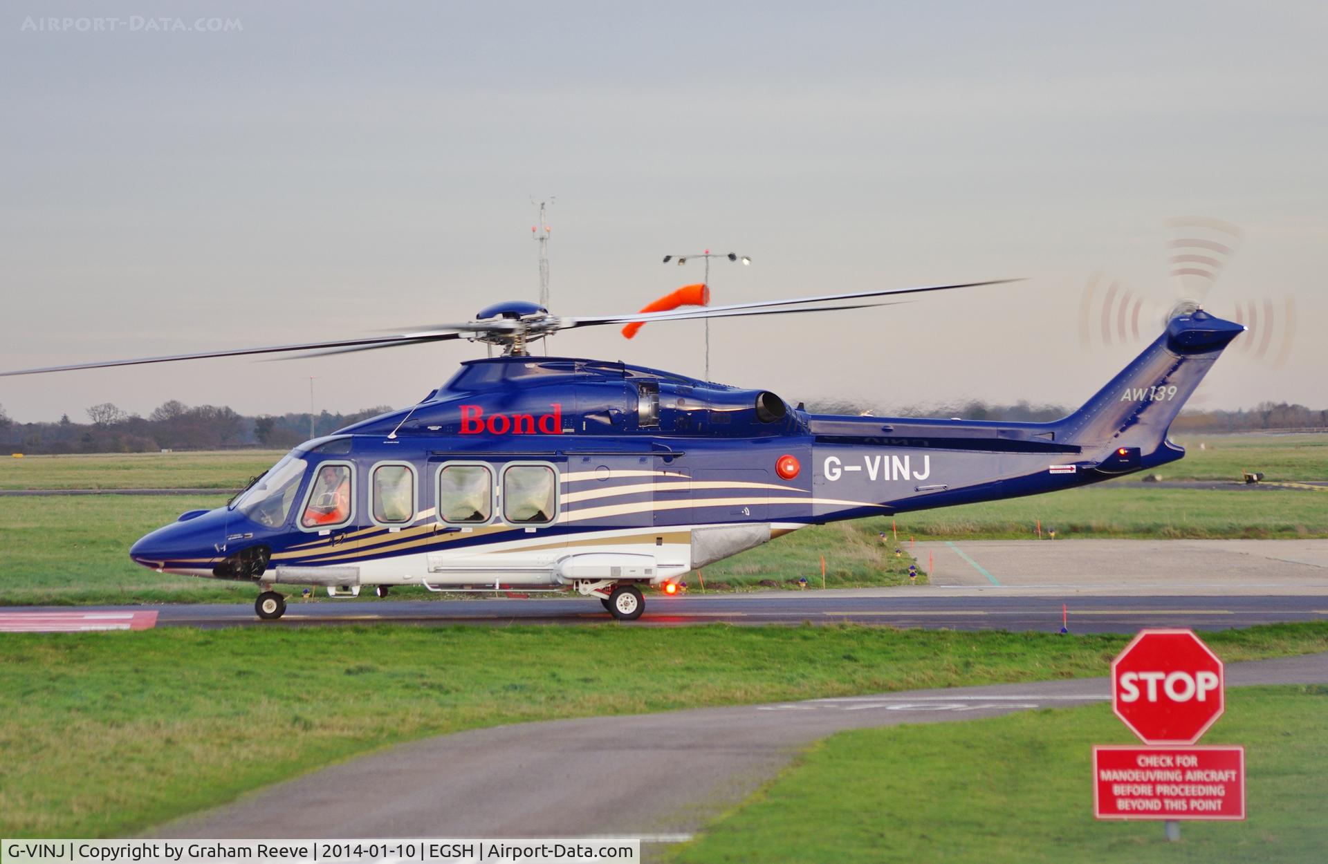 G-VINJ, 2013 AgustaWestland AW-139 C/N 41355, About to depart.