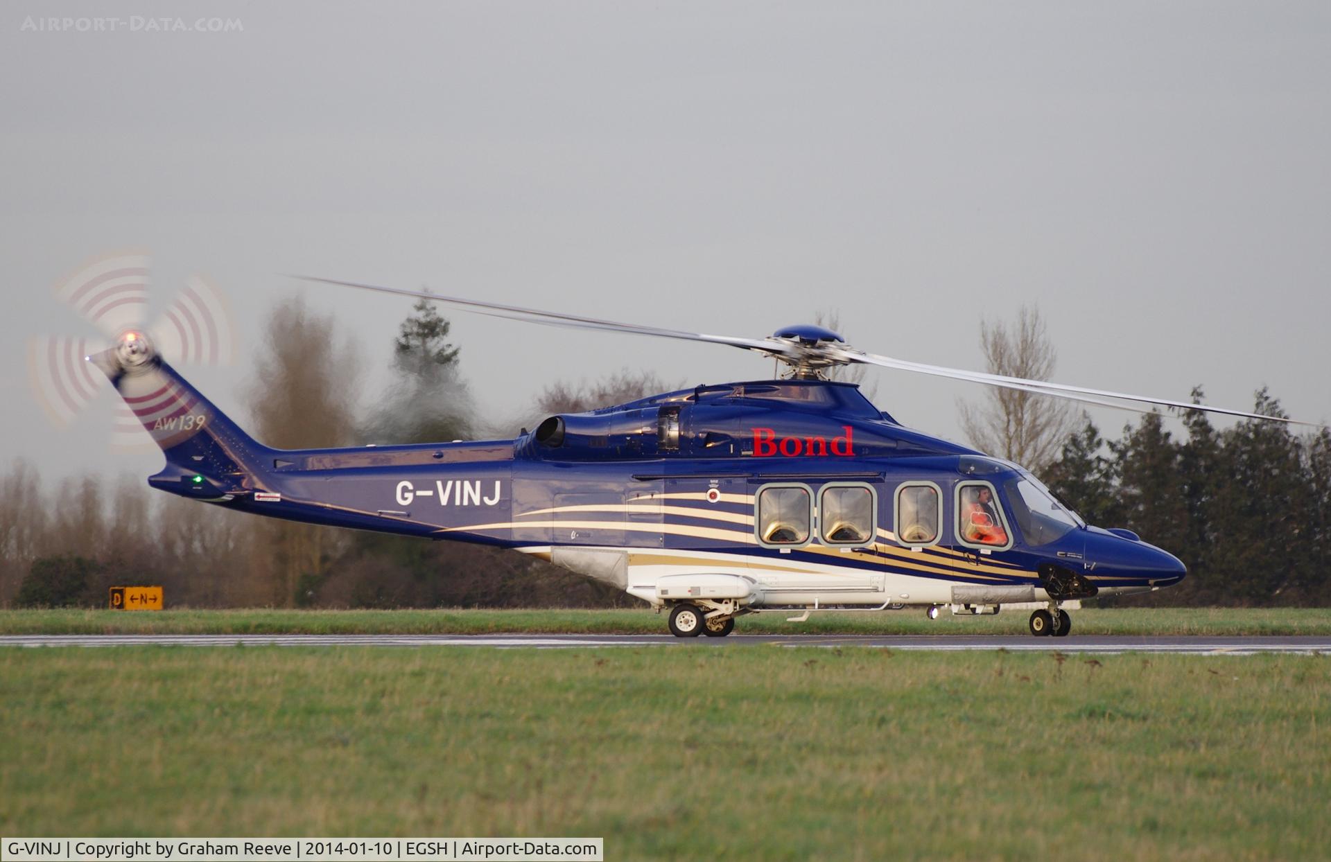 G-VINJ, 2013 AgustaWestland AW-139 C/N 41355, About to depart.