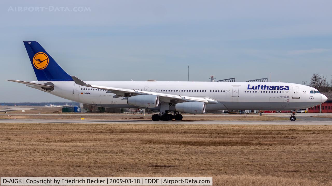 D-AIGK, 1994 Airbus A340-311 C/N 056, departure via RW18W