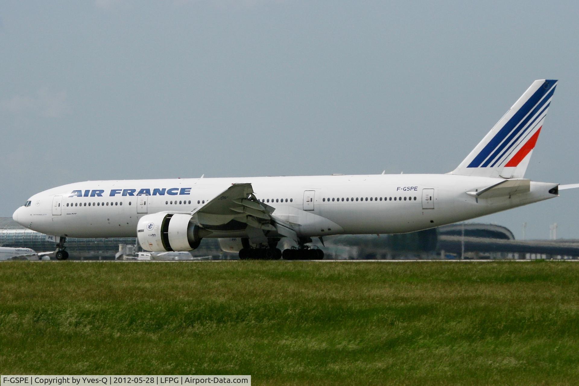 F-GSPE, 1999 Boeing 777-228/ER C/N 29006, Boeing 777-228 (ER), Landing Rwy 26L, Roissy Charles De Gaulle Airport (LFPG-CDG)