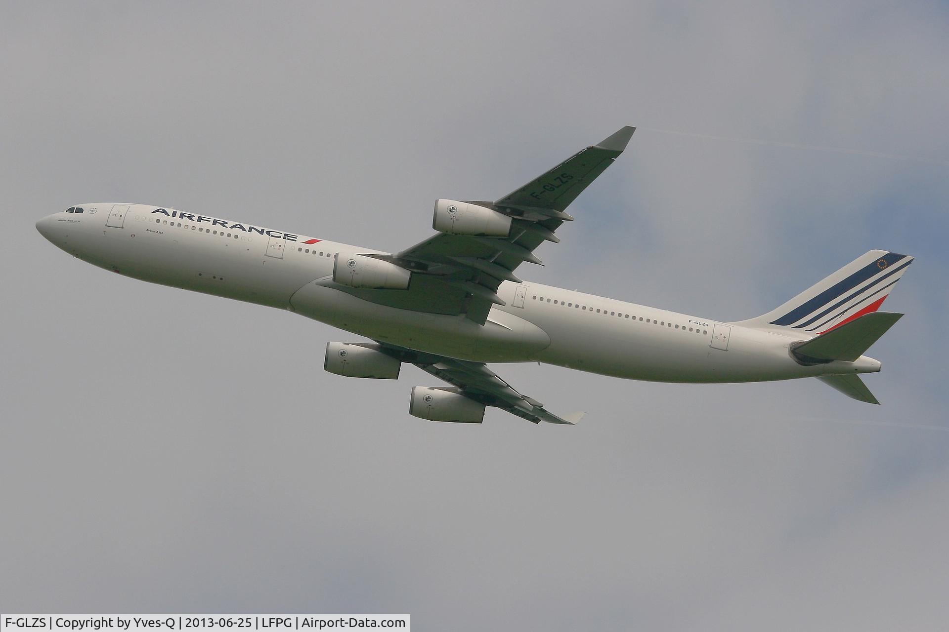 F-GLZS, 1999 Airbus A340-313X C/N 310, Airbus A340-313X, Take off Rwy 27L, Roissy Charles De Gaulle Airport (LFPG-CDG)