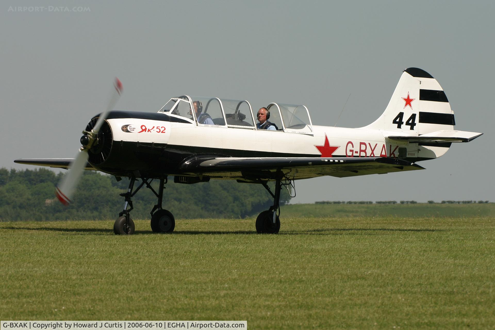 G-BXAK, 1981 Bacau Yak-52 C/N 811508, Race number 44, at the Dorset Air Races.