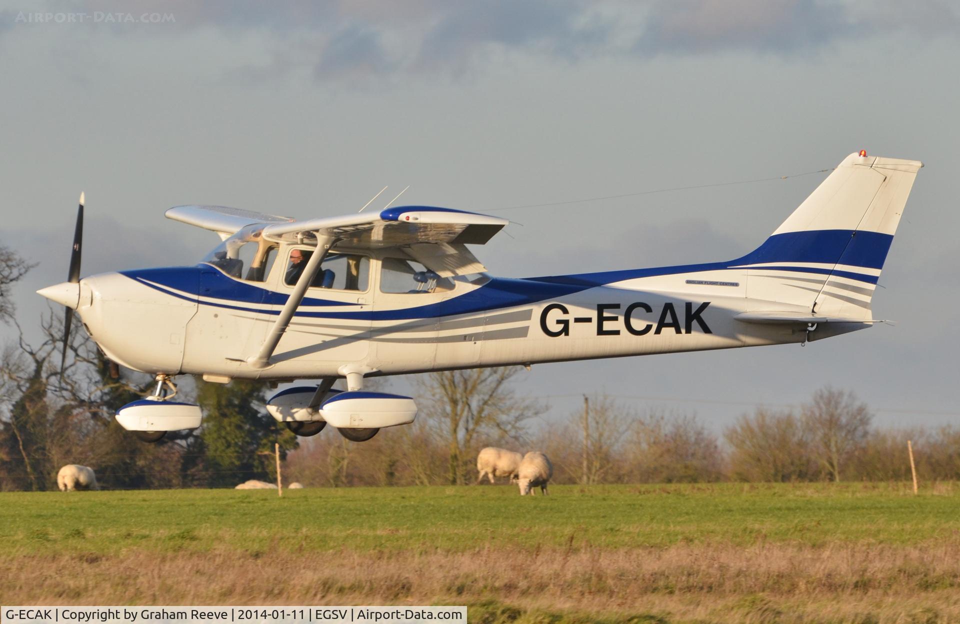 G-ECAK, 1976 Reims F172M ll Skyhawk C/N 1509, About to touch down.