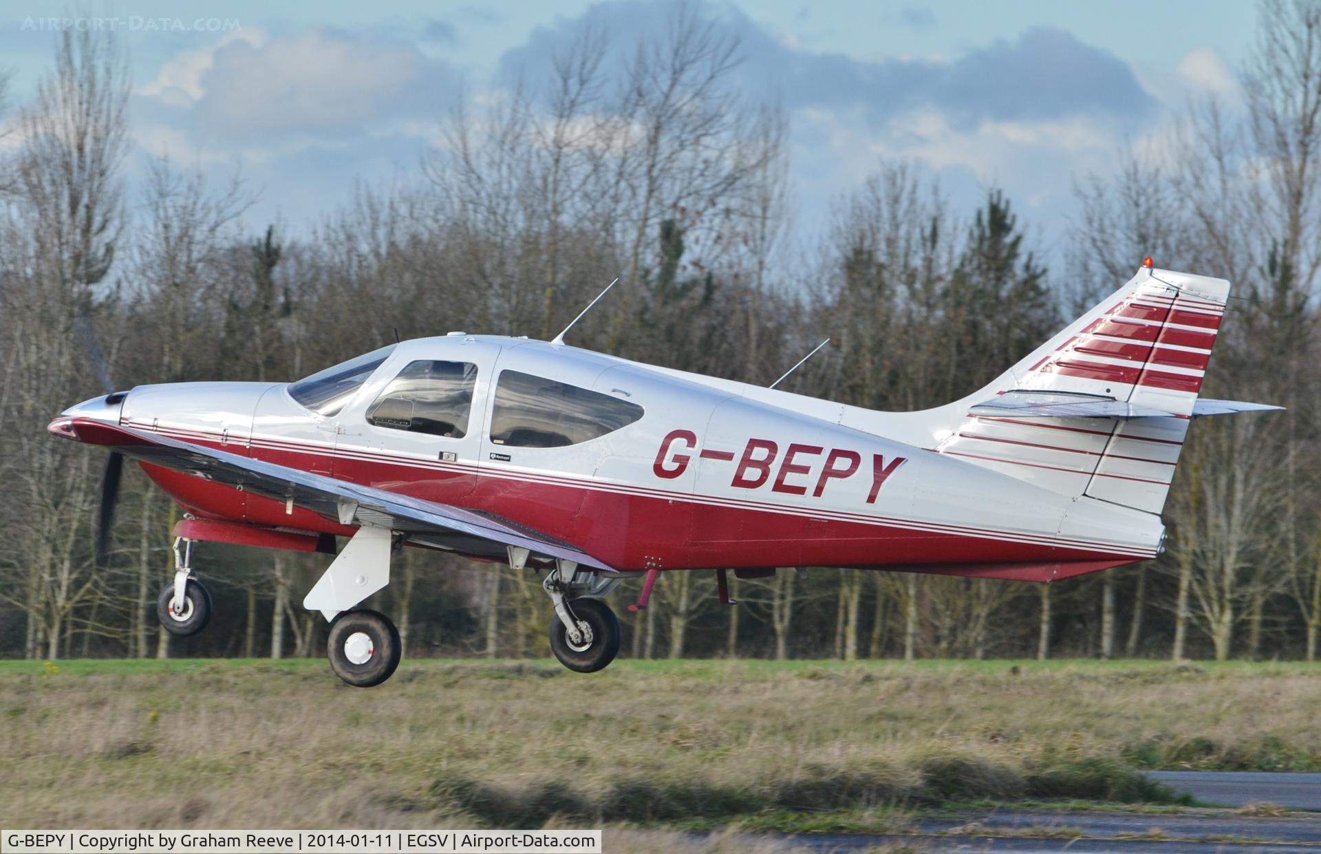 G-BEPY, 1977 Rockwell Commander 112B C/N 524, Just airbourne.