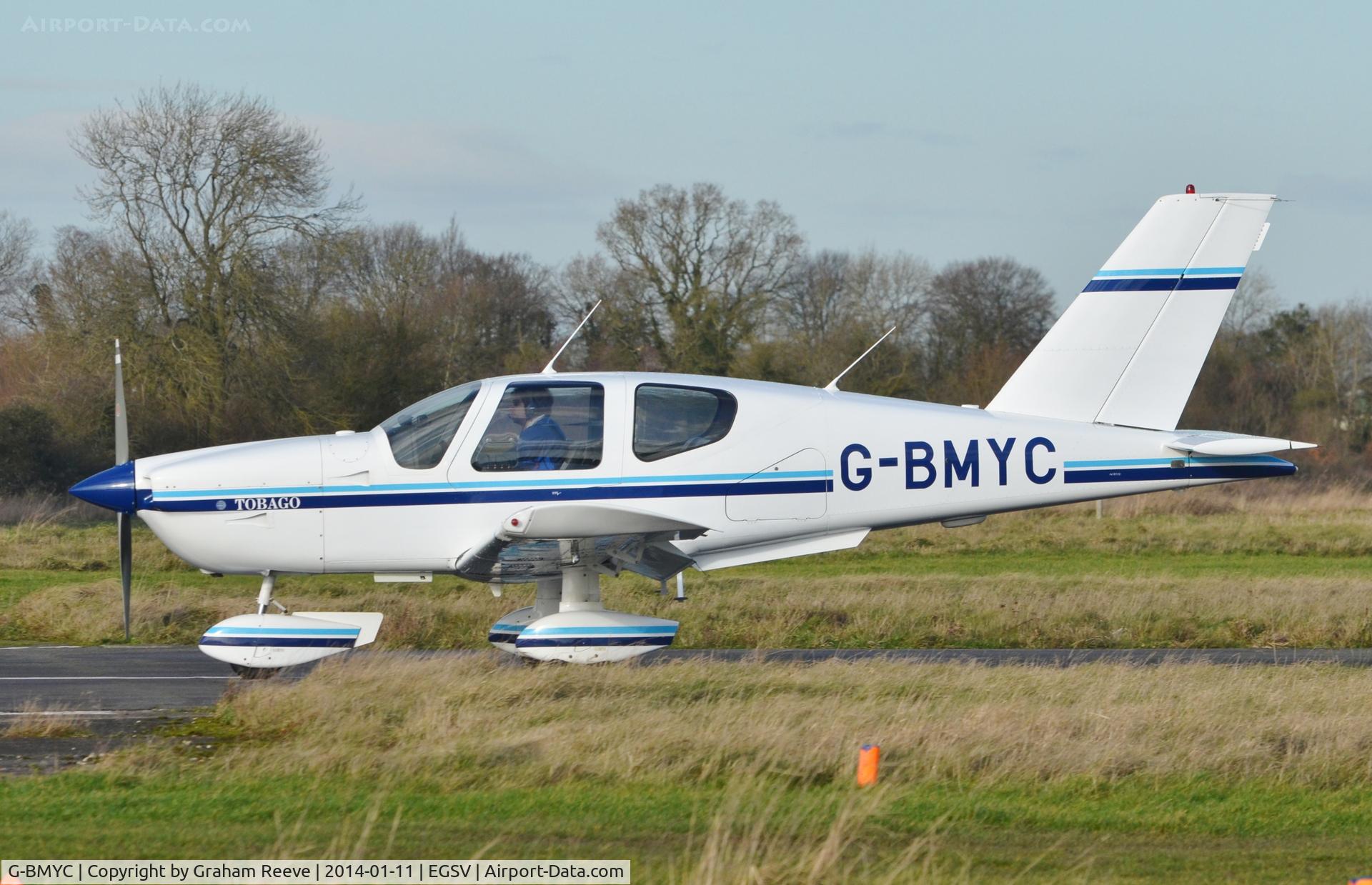 G-BMYC, 1986 Socata TB-10 Tobago C/N 696, Just landed.