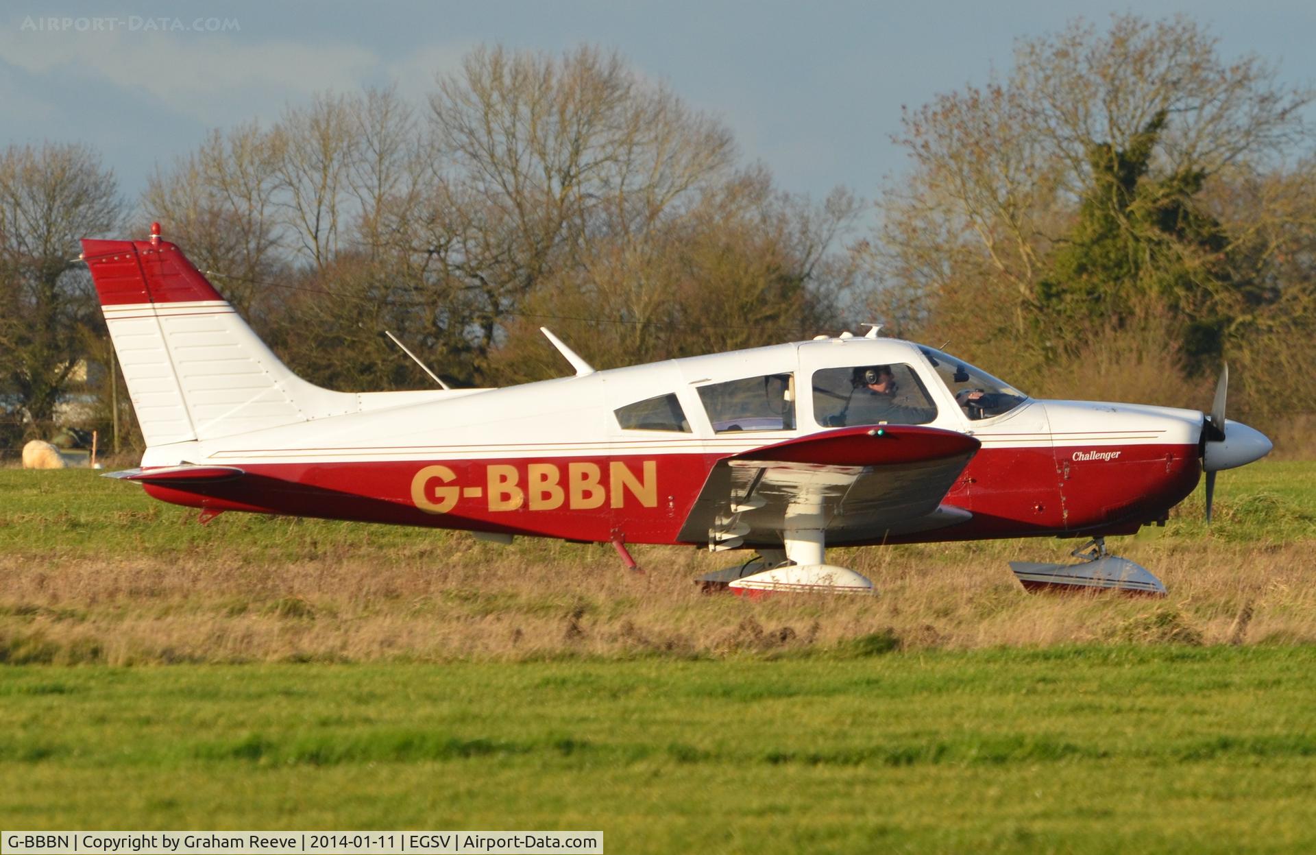 G-BBBN, 1973 Piper PA-28-180 Cherokee Challenger C/N 28-7305365, Just landed.