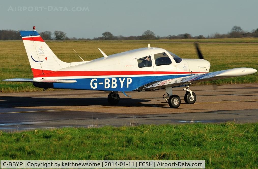 G-BBYP, 1974 Piper PA-28-140 Cherokee Cruiser C/N 28-7425158, Leaving in good light !