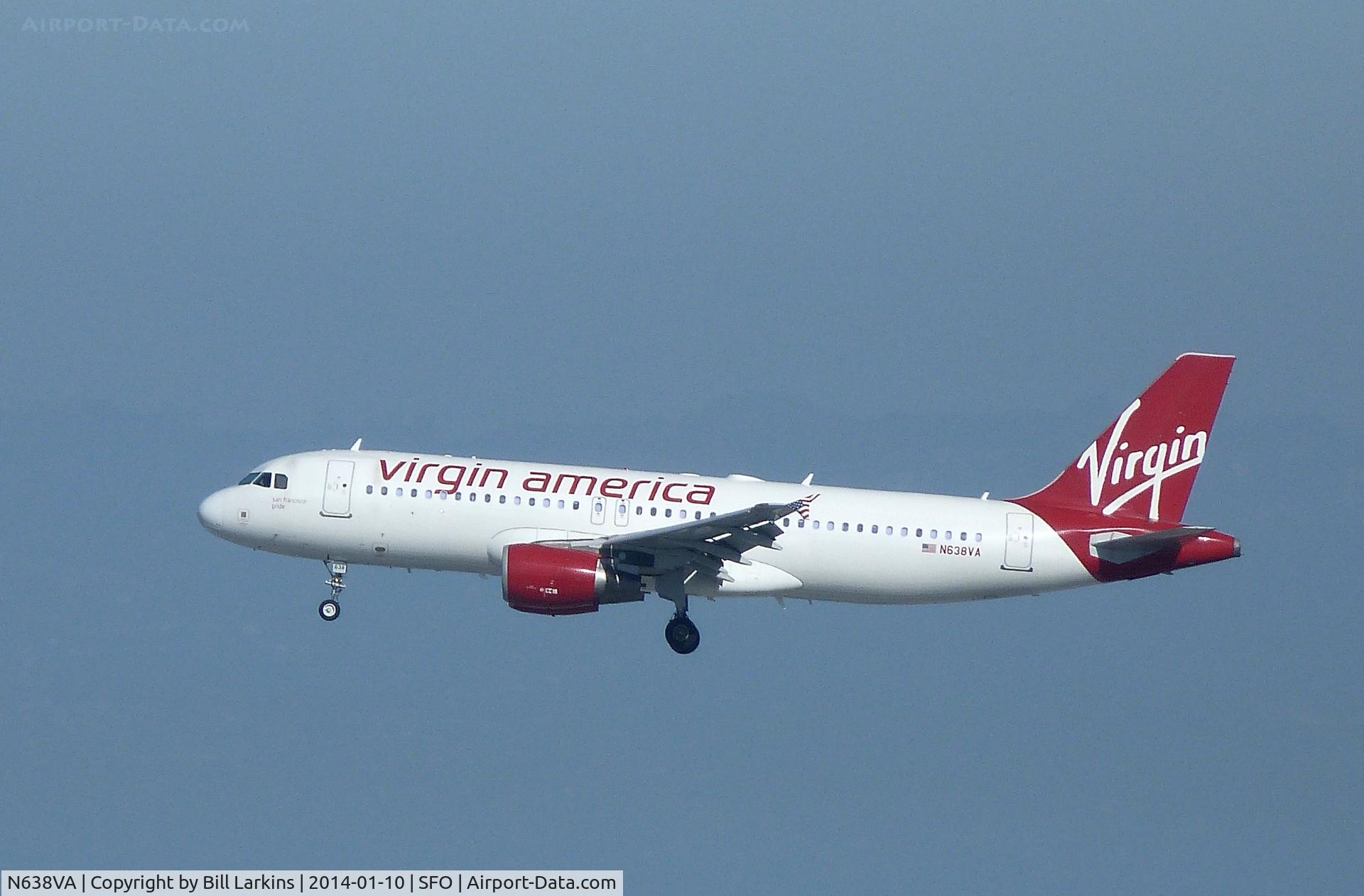 N638VA, 2008 Airbus A320-214 C/N 3503, Landing at San Francisco.