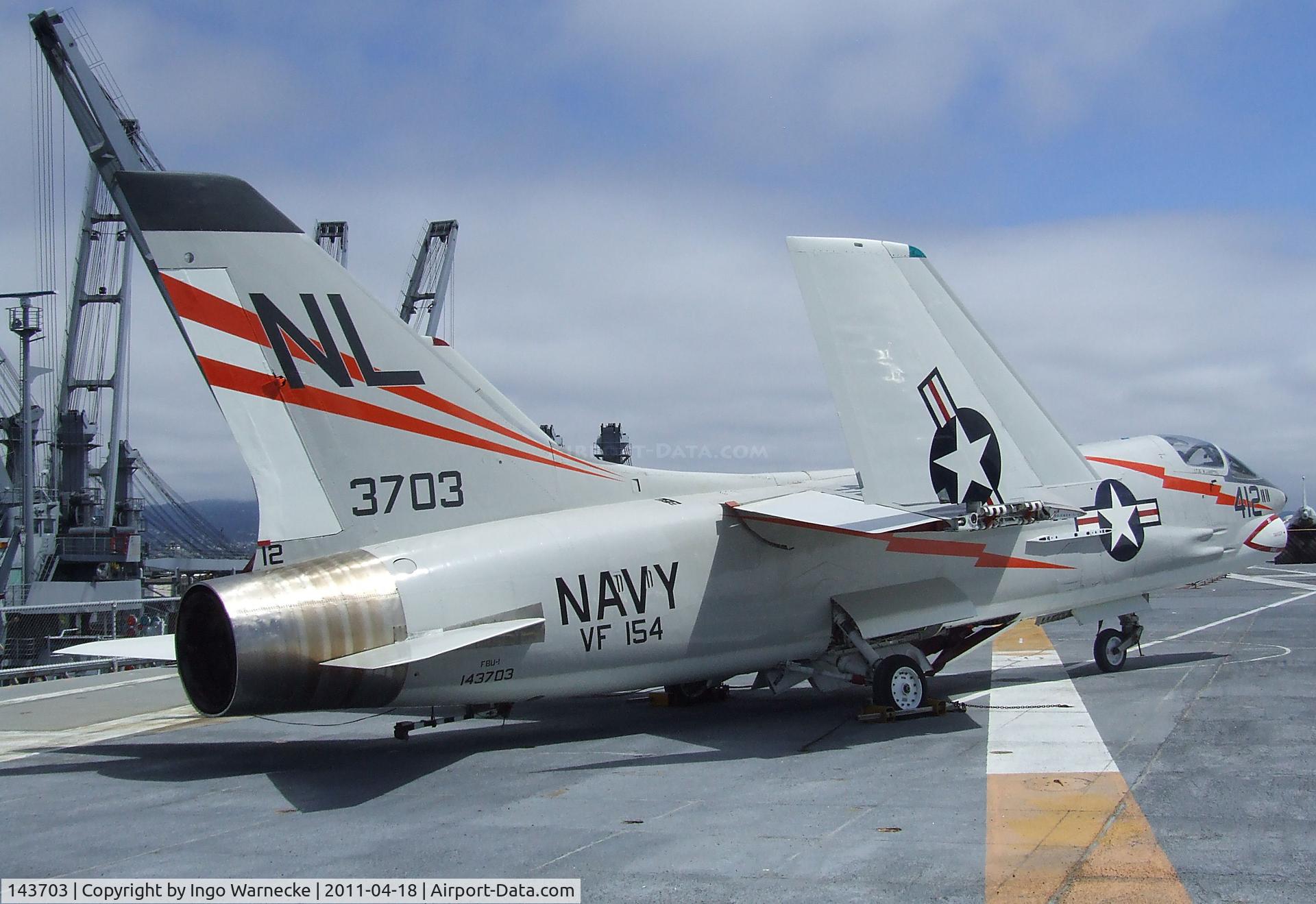 143703, Vought F-8A Crusader C/N Not found 143703, Vought F-8A Crusader at the USS Hornet Museum, Alameda CA