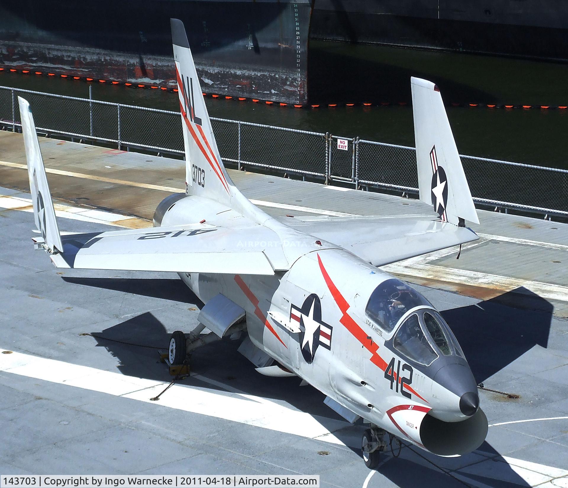 143703, Vought F-8A Crusader C/N Not found 143703, Vought F-8A Crusader at the USS Hornet Museum, Alameda CA