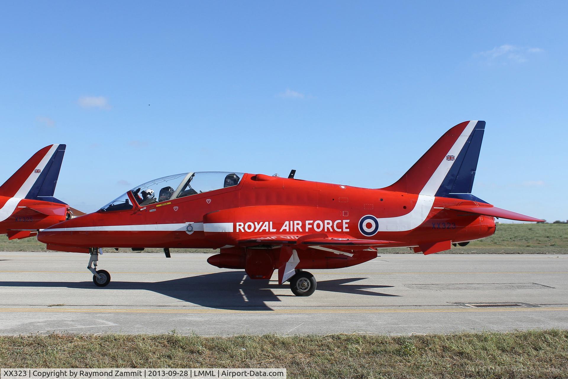 XX323, 1980 Hawker Siddeley Hawk T.1 C/N 167/312148, Hawk XX323 Red Arrows RAF 28Sep13.