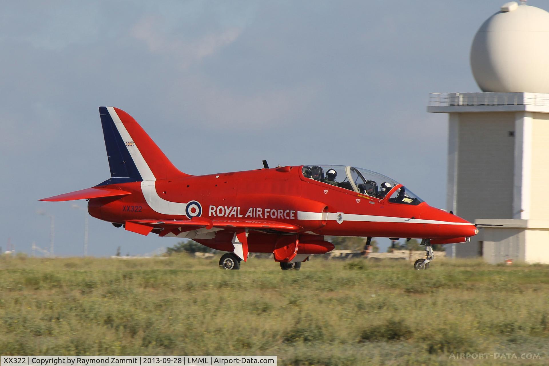 XX322, 1980 Hawker Siddeley Hawk T.1A C/N 165/312147, Hawk XX322 Red Arrows RAF 28Sep13.