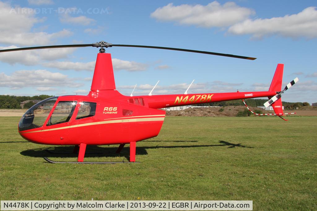 N4478K, 2011 Robinson R66 Turbine C/N 0031, Robinson R66 N4478K at The Real Aeroplane Club's Helicopter Fly-In, Breighton Airfield, September 2013.