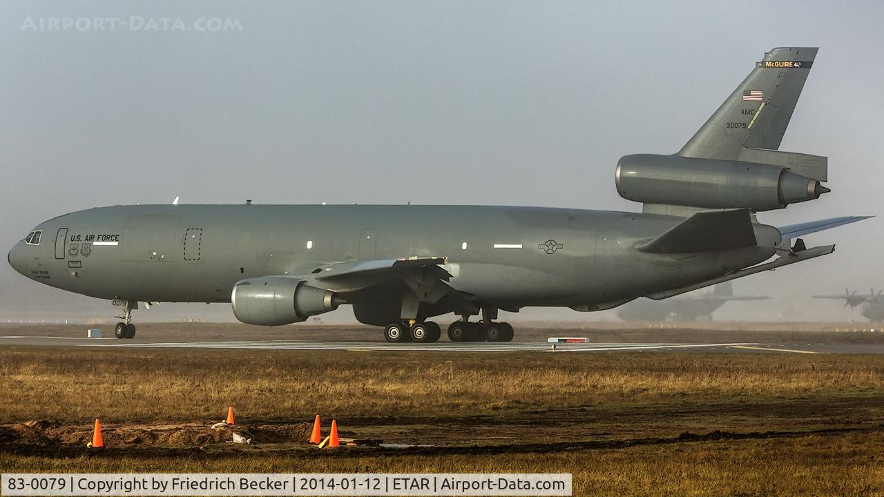 83-0079, 1983 McDonnell Douglas KC-10A Extender C/N 48220, line up for departure into a foggy sky
