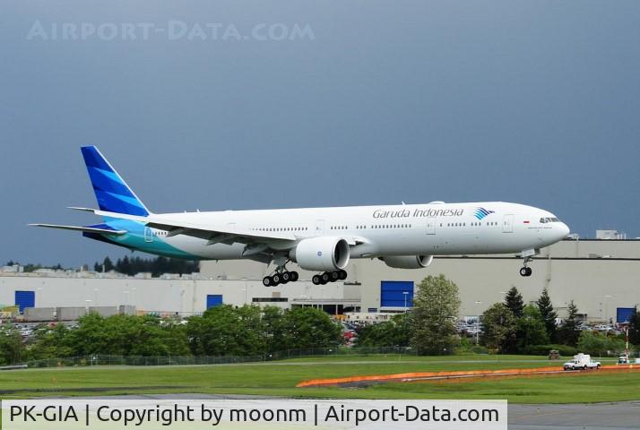 PK-GIA, 2013 Boeing 777-3U3/ER C/N 40074, First Boeing 777-300 ER Garuda Indonesia back to Paine Field after being painted in Portland Oregon [13 May 2013]