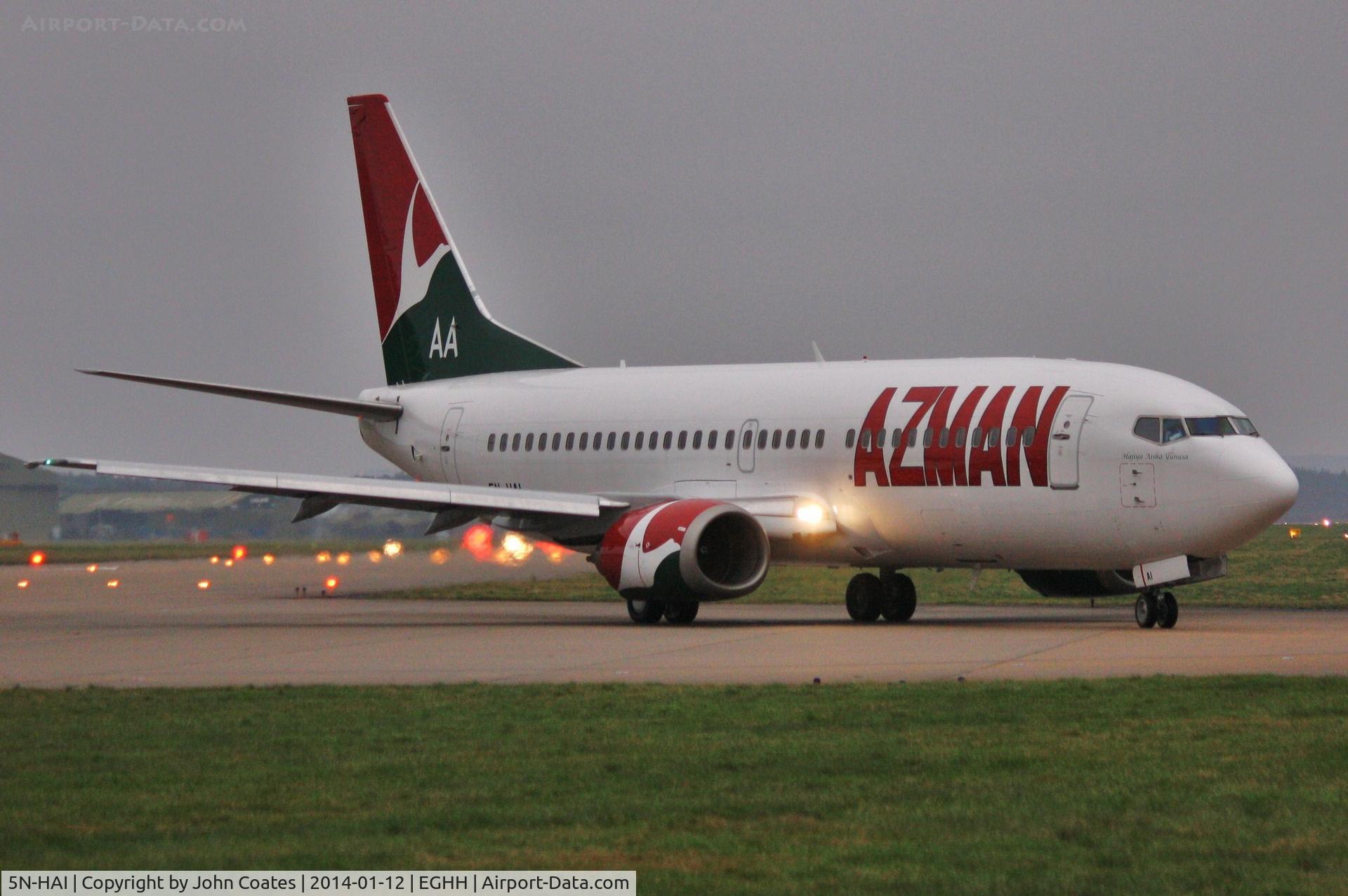 5N-HAI, 1998 Boeing 737-36N C/N 28570, Backtracking to depart on delivery via Palma Majorca