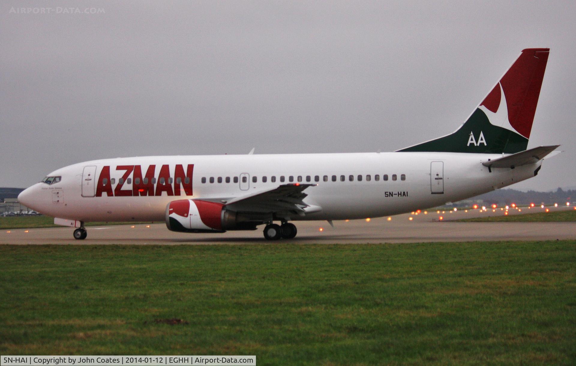 5N-HAI, 1998 Boeing 737-36N C/N 28570, About to depart to Palma Majorca on first leg of delivery