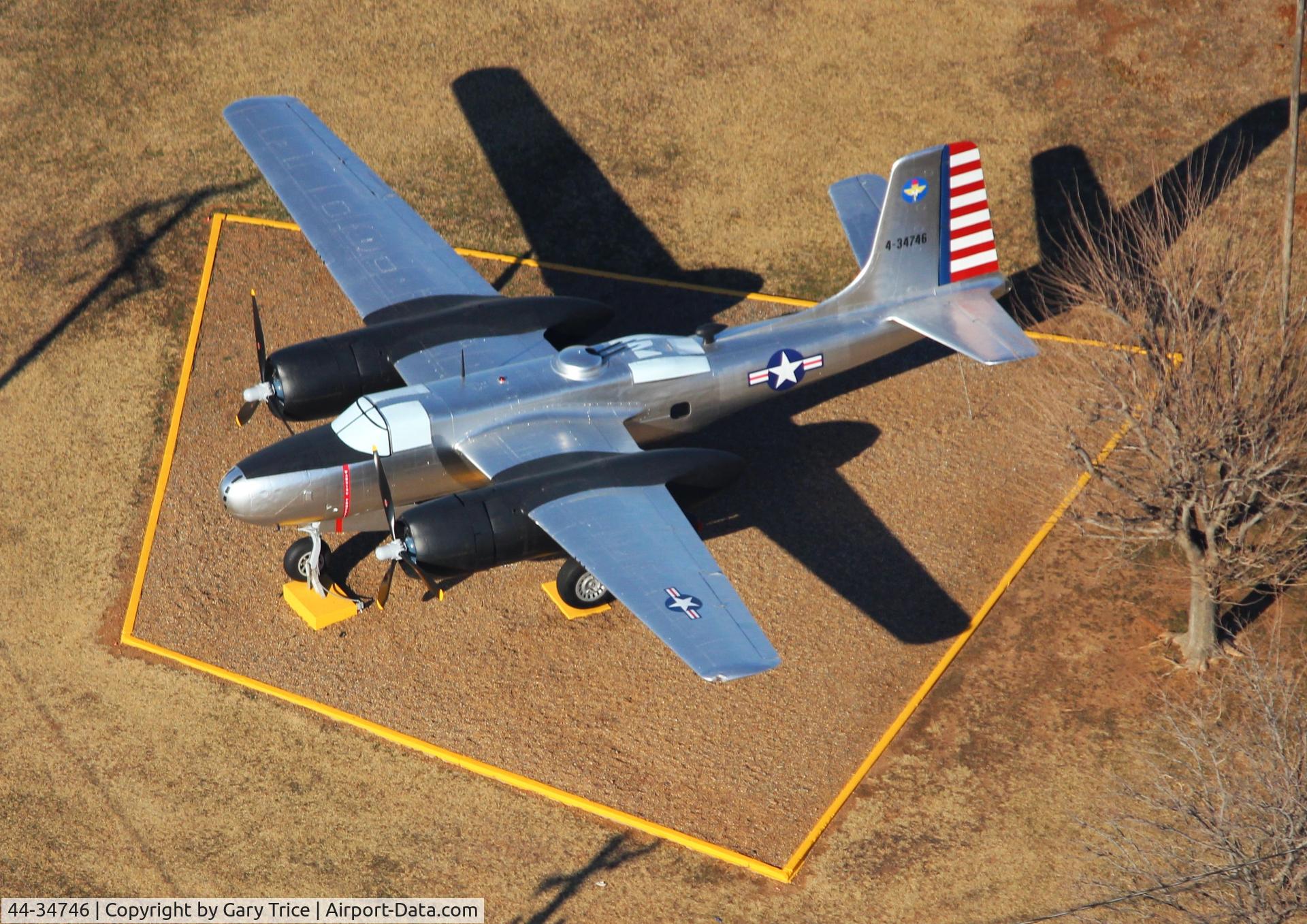 44-34746, 1944 Douglas A-26B Invader C/N 28025, aerial view of 44-34746, El Reno, OK. Photo taken approx. 1500' AGL. Restoration of  airframe by Gary Trice of Yukon OK, and Charles Rukes of Geary OK.