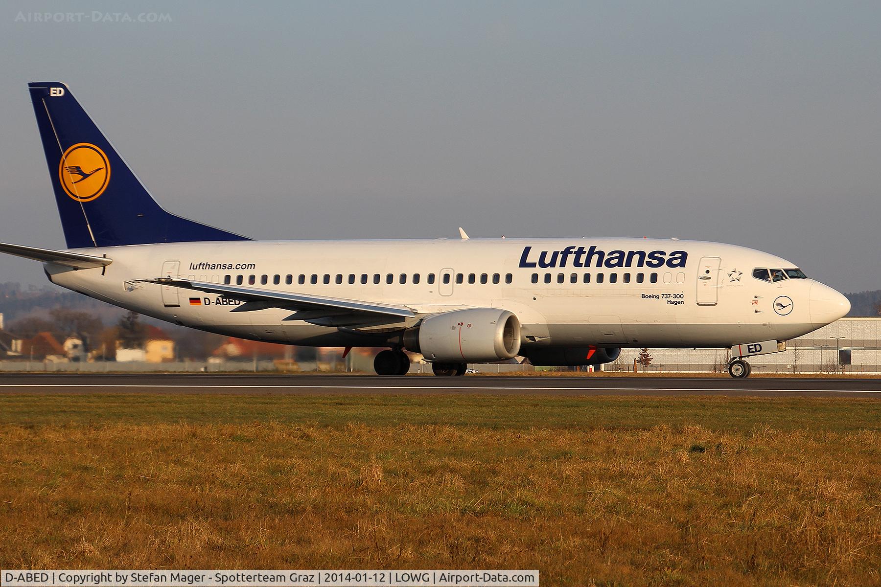D-ABED, 1991 Boeing 737-330 C/N 25215, Lufthansa B737-300 taking off to FRA