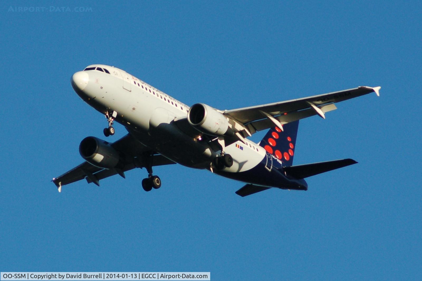OO-SSM, 2000 Airbus A319-112 C/N 1388, Brussels Airlines Airbus A319-112 on approach to Manchester Airport.