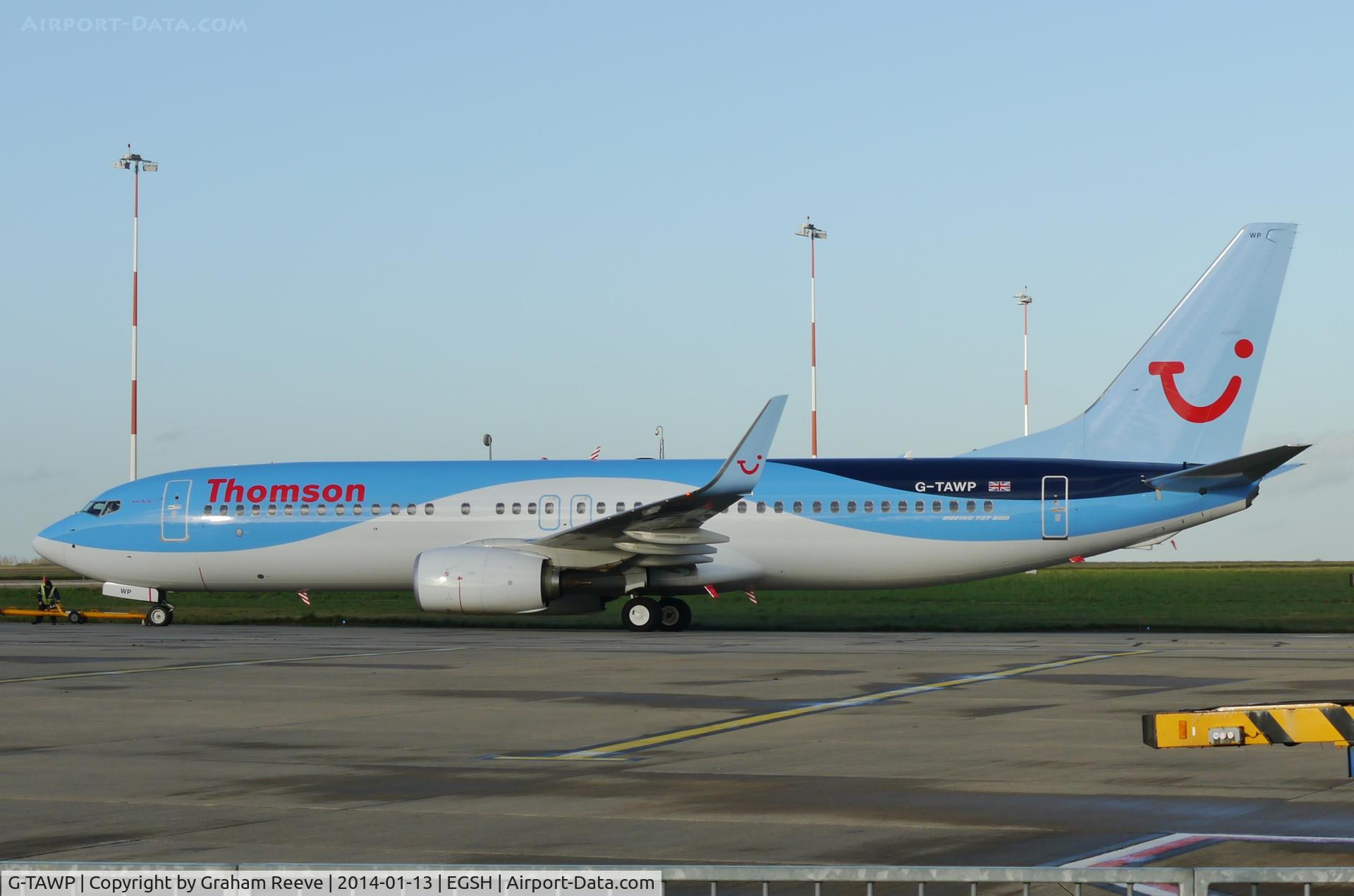 G-TAWP, 2013 Boeing 737-8K5 C/N 37257, About to depart.