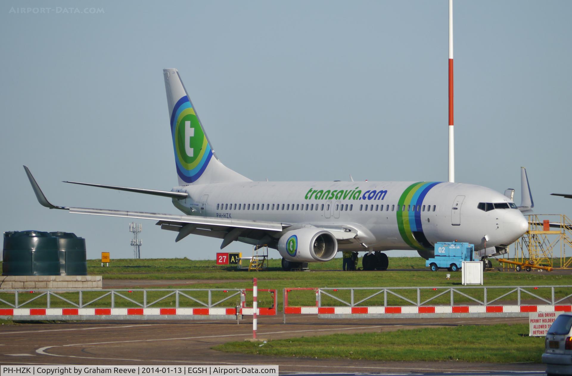 PH-HZK, 2000 Boeing 737-8K2 C/N 30390, Parked at Norwich.