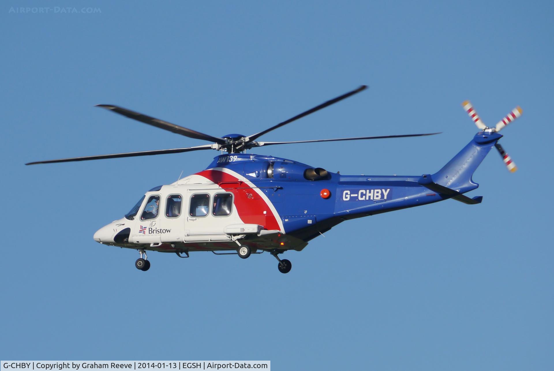 G-CHBY, 2010 AgustaWestland AW-139 C/N 31310, About to land.