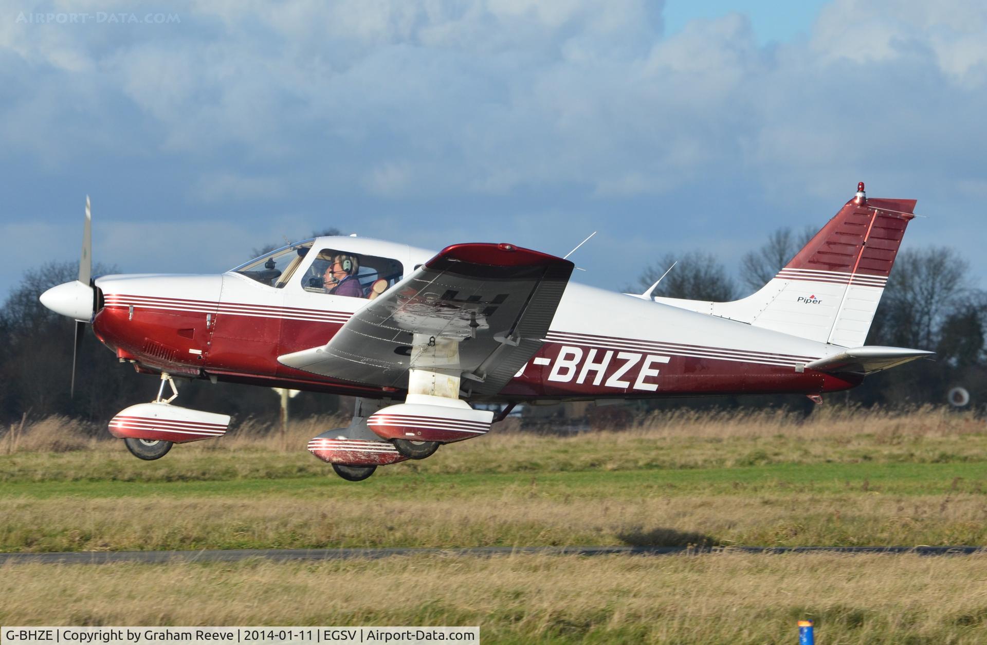 G-BHZE, 1978 Piper PA-28-181 Cherokee Archer II C/N 28-7890291, Departing from Old Buckenham..