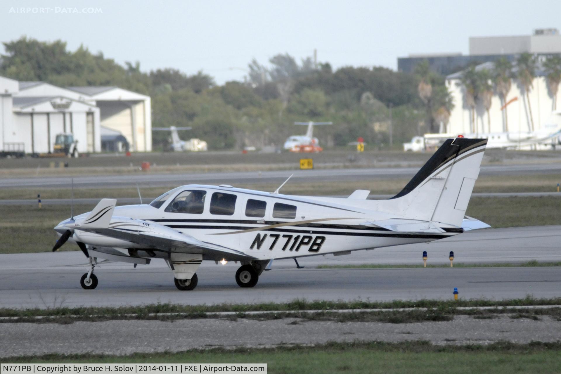 N771PB, 1984 Beech 58P Baron C/N TJ-476, Lining up for departure at FXE