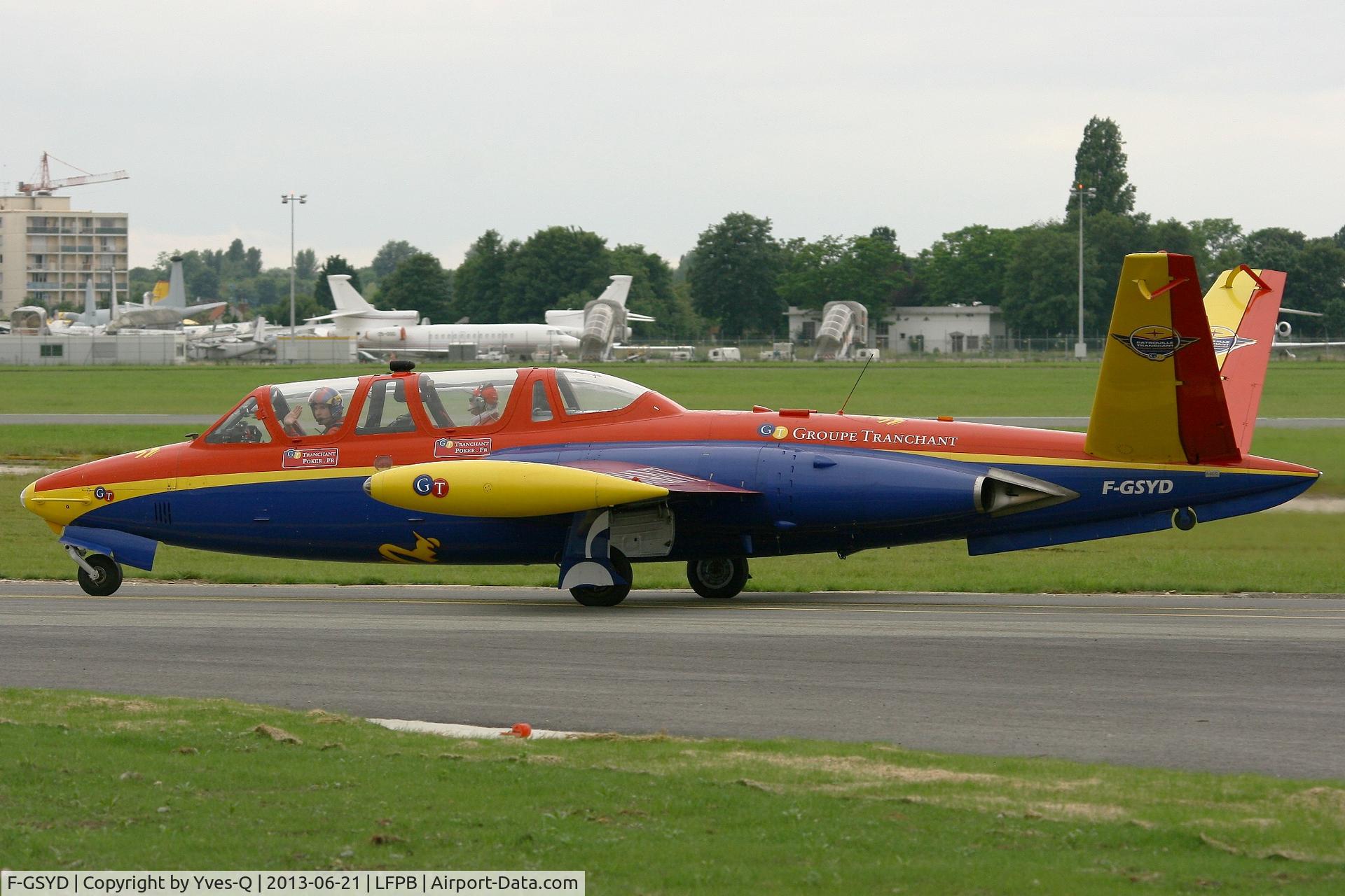 F-GSYD, Fouga CM-170 Magister C/N 455, F-GSYD - Fouga CM-170 Magister, Taxiing after solo display, Paris-Le Bourget Air Show 2013