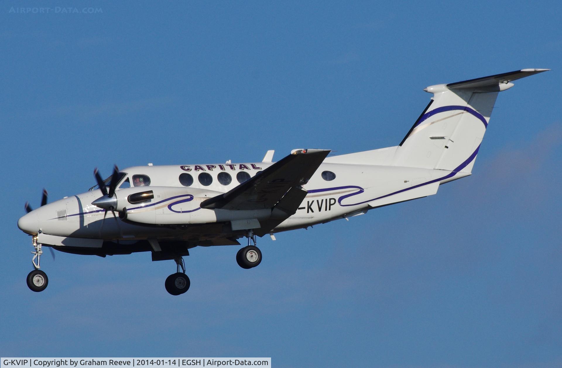 G-KVIP, 1979 Beech 200 Super King Air C/N BB-487, About to land.