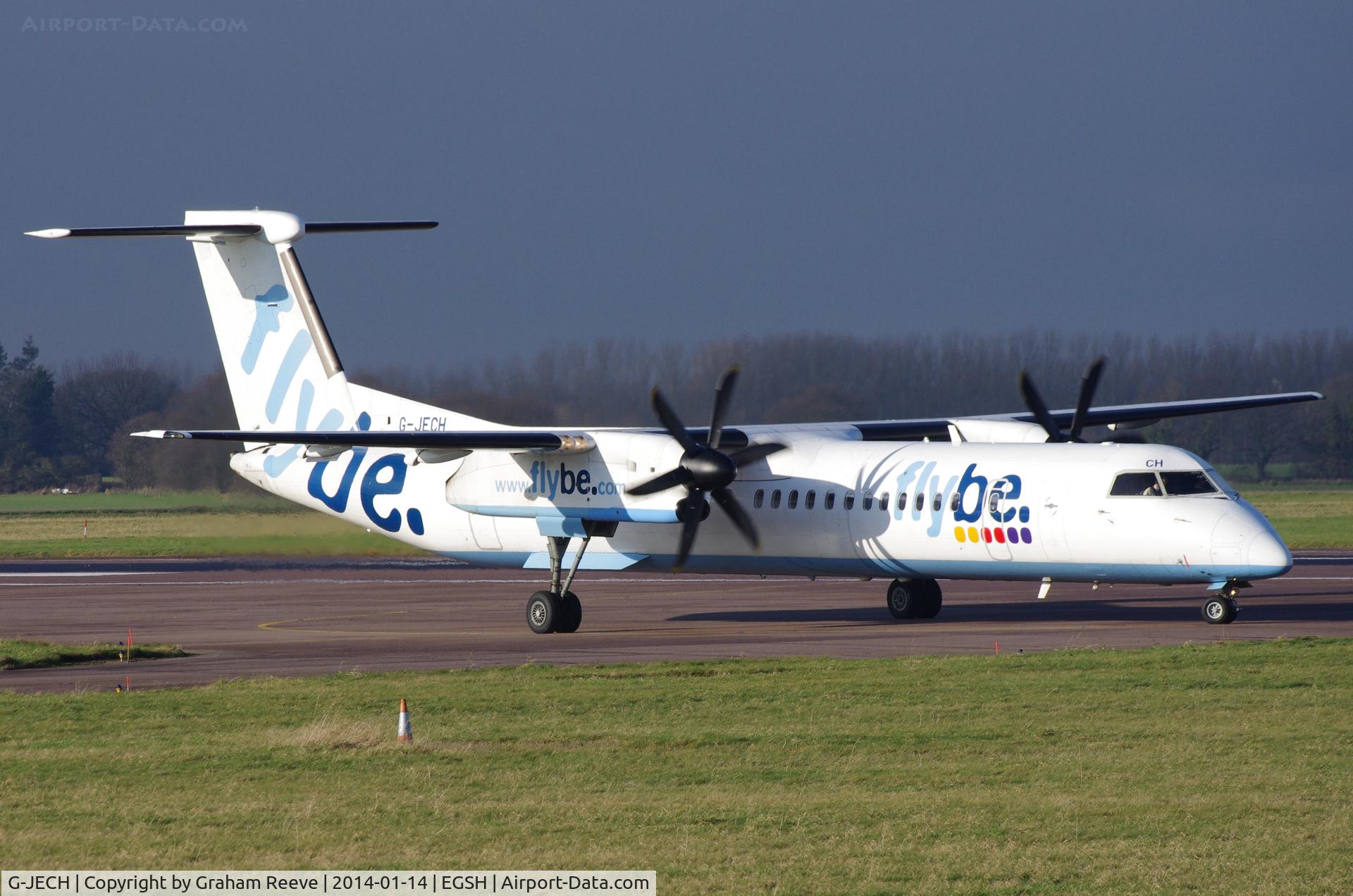 G-JECH, 2005 De Havilland Canada DHC-8-402Q Dash 8 C/N 4103, About to depart on runway 27.