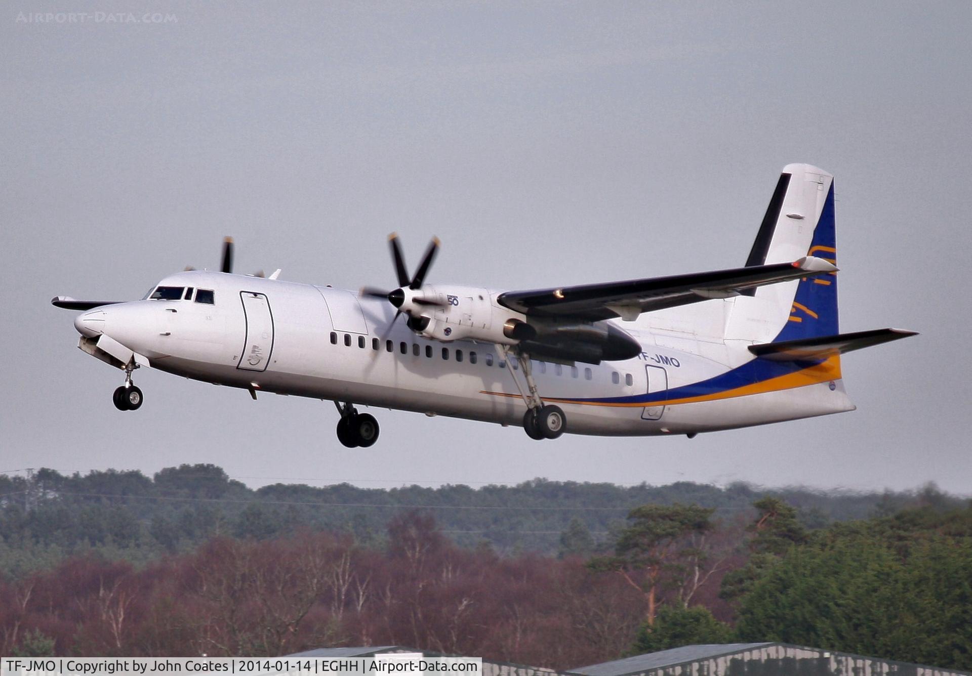 TF-JMO, 1990 Fokker 50 C/N 20205, In basic Air Iceland colours, without titles departing to Casablanca and a new lease