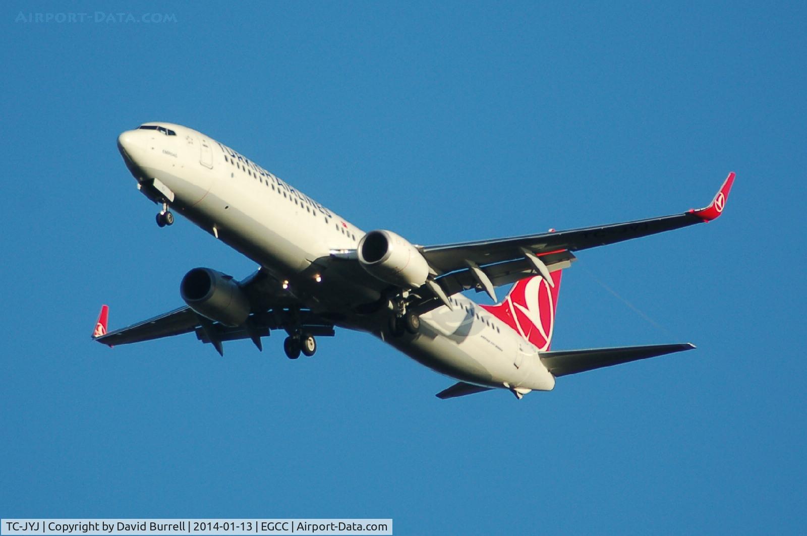 TC-JYJ, 2013 Boeing 737-9F2/ER C/N 40986, Turkish Airlines Boeing 737-9F2(ER) TC-JYJ on approach to Manchester Airport.