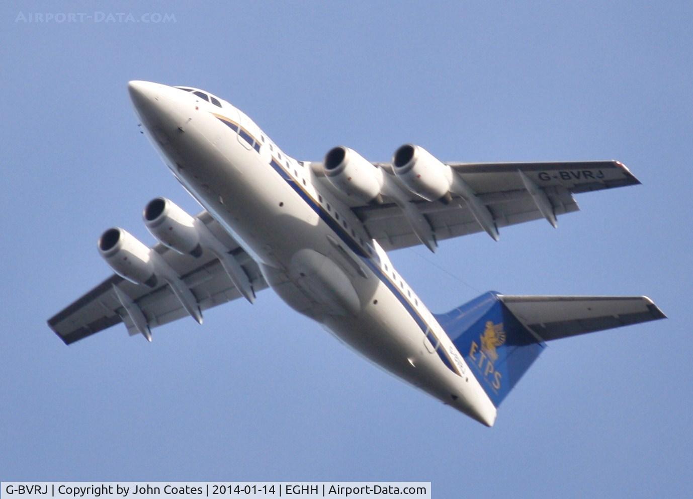 G-BVRJ, 1994 British Aerospace Avro 146-RJ70 C/N E1254, On steep climb after low approach now with ETPS colours and titles