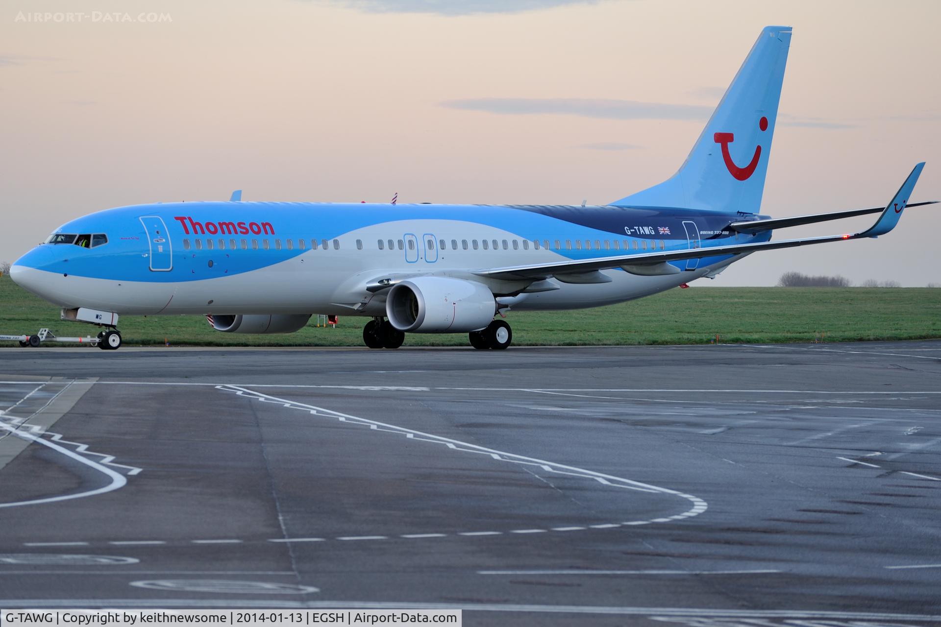 G-TAWG, 2012 Boeing 737-8K5 C/N 37266, Leaving spray shop !