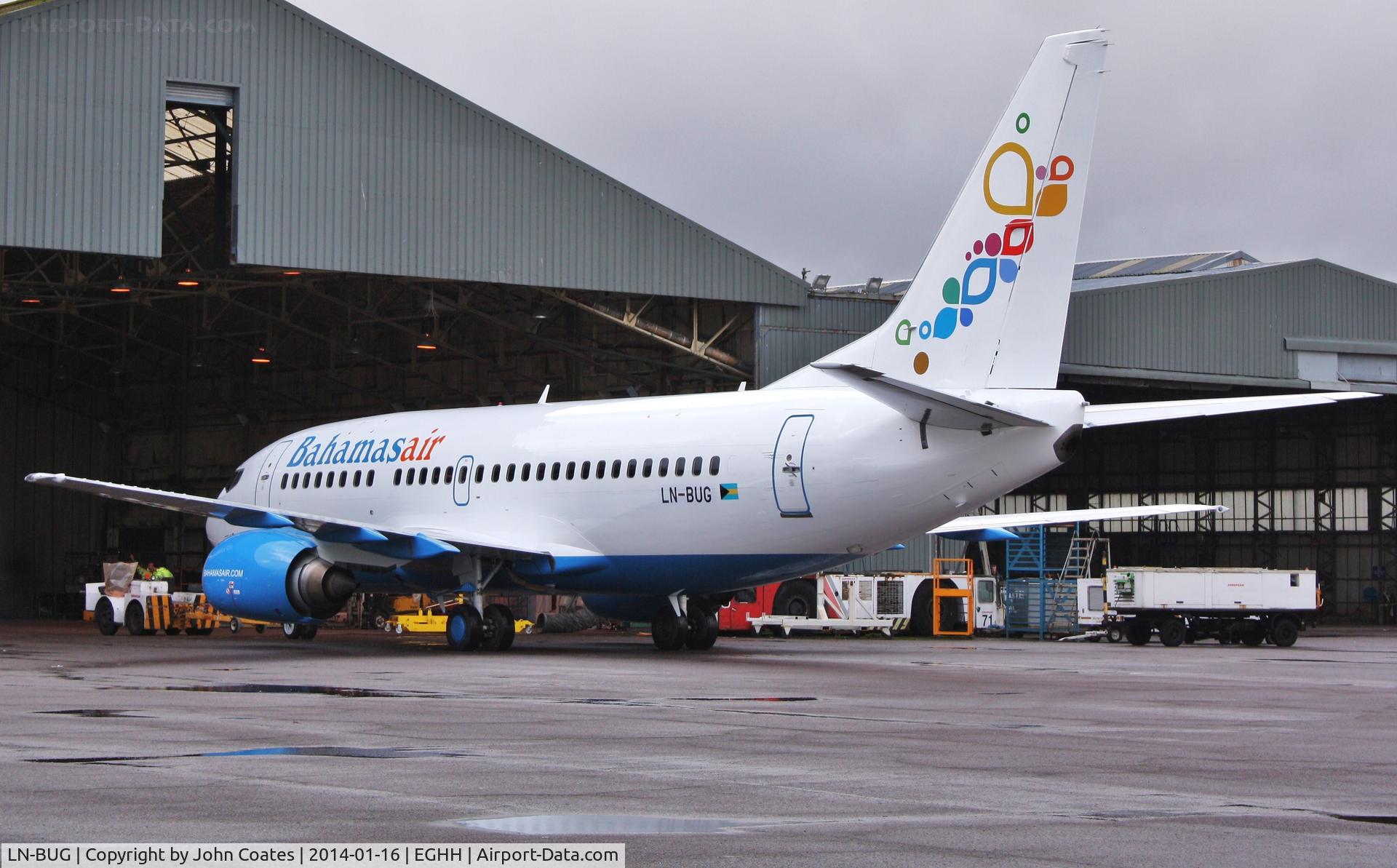 LN-BUG, 1997 Boeing 737-505 C/N 27631, Entering workshop after repaint and prior delivery via Oslo.