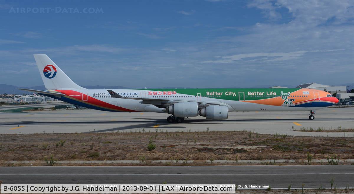 B-6055, 2004 Airbus A340-642 C/N 586, At LAX.