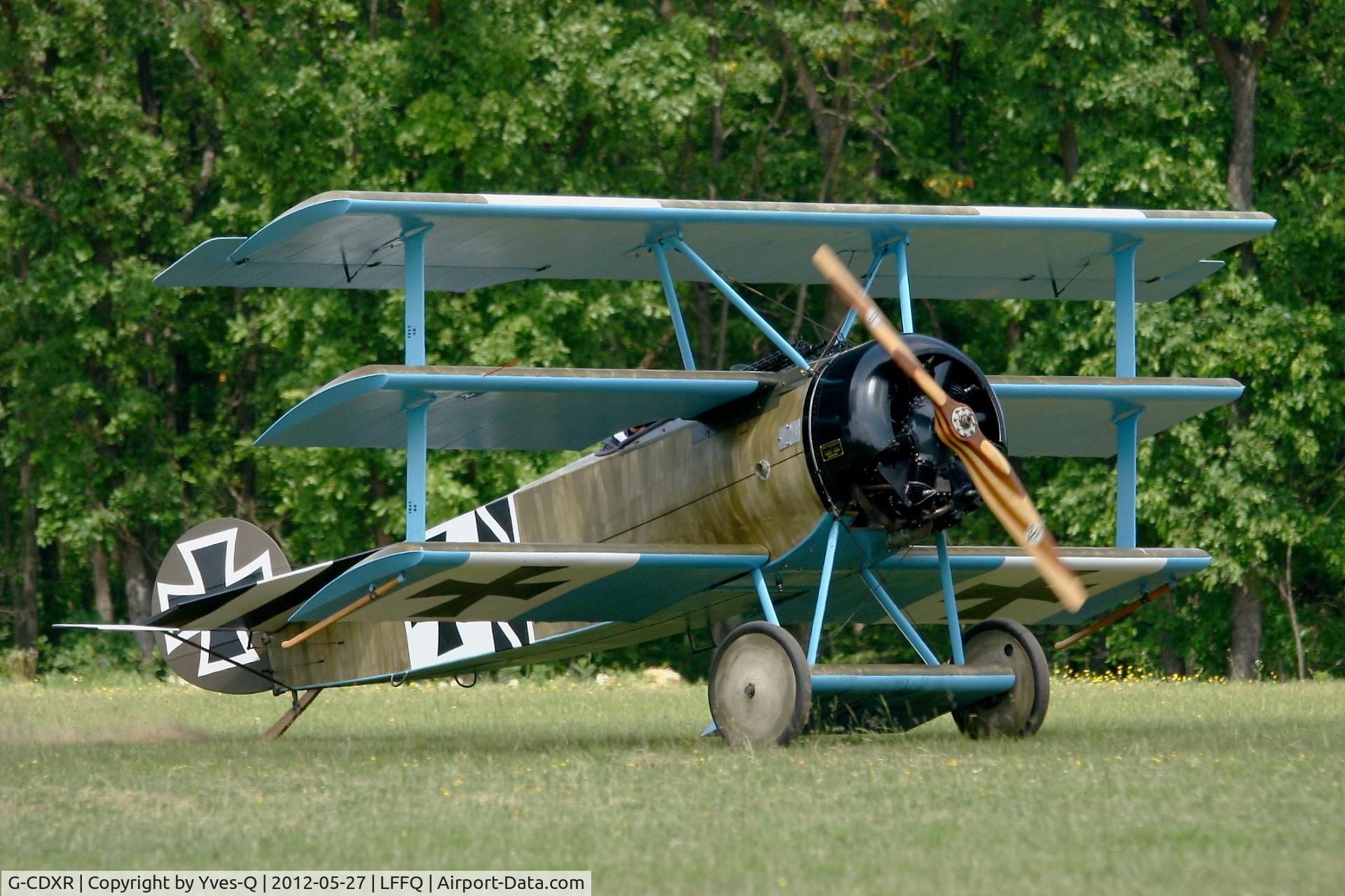 G-CDXR, 2006 Fokker Dr.1 Triplane Replica C/N PFA 238-14043, Fokker DR-1 Replica, La Ferté Alais Airfield (LFFQ) Air Show (Le Temps Des Hélices) in may 2012