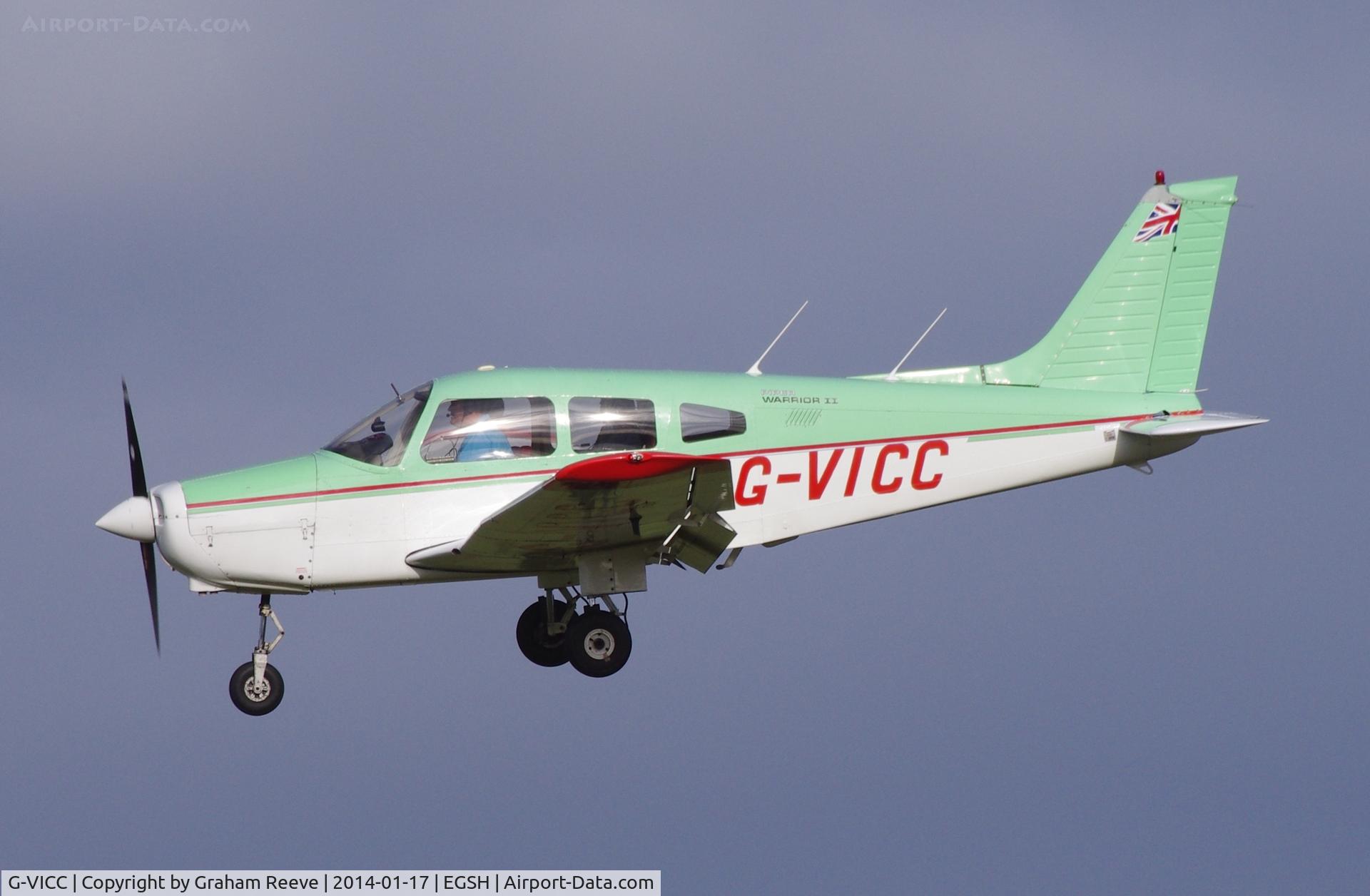 G-VICC, 1979 Piper PA-28-161 Cherokee Warrior II C/N 28-7916317, About to land.