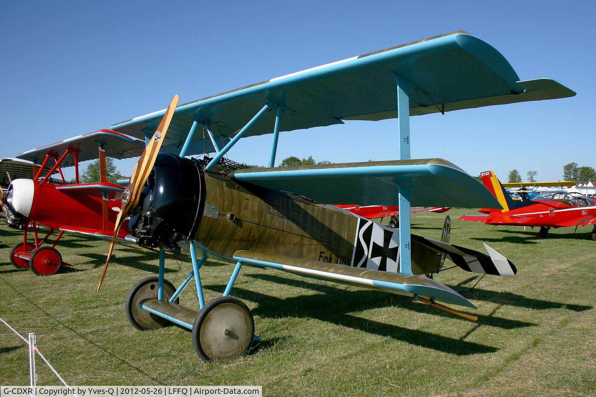 G-CDXR, 2006 Fokker Dr.1 Triplane Replica C/N PFA 238-14043, Fokker DR-1 Replica, La Ferté Alais Airfield (LFFQ) Air Show (Le Temps Des Hélices) in may 2012