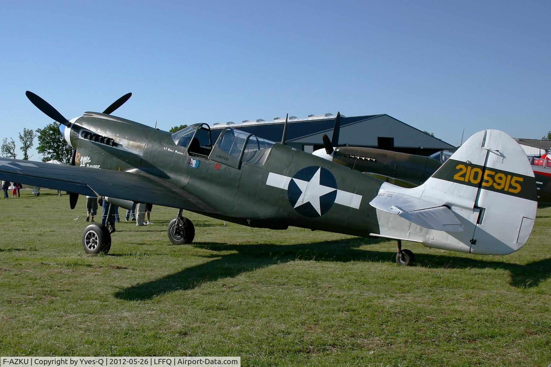 F-AZKU, 1942 Curtiss P-40N Warhawk C/N 29677, Curtiss P-40N Warhawk, La Ferté-Alais Airfield (LFFQ) Air Show (Le Temps Des Hélices) in may 2012