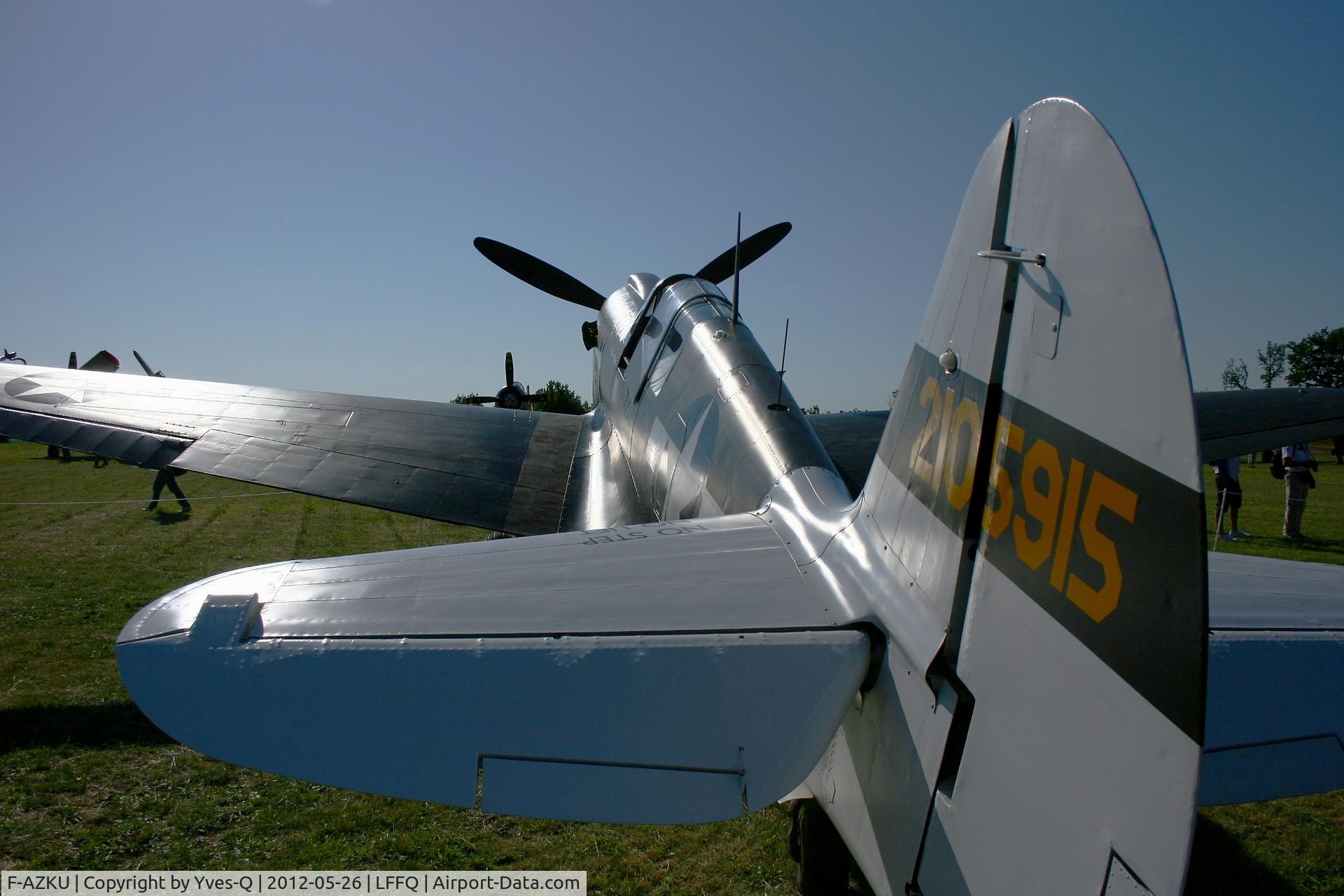 F-AZKU, 1942 Curtiss P-40N Warhawk C/N 29677, Curtiss P-40N Warhawk, La Ferté-Alais Airfield (LFFQ) Air Show (Le Temps Des Hélices) in may 2012