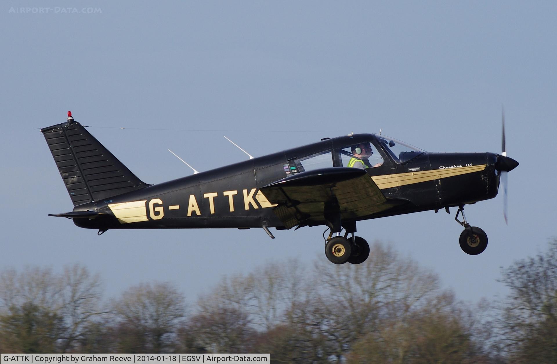 G-ATTK, 1966 Piper PA-28-140 Cherokee C/N 28-21959, Departing from Old Buckenham.