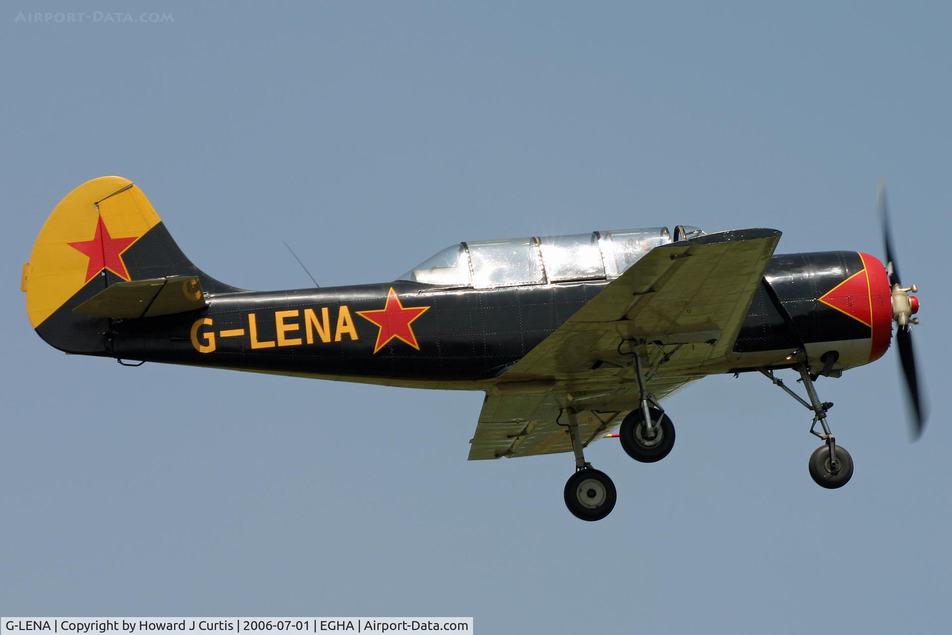 G-LENA, 1983 Bacau Yak-52 C/N 833901, Written off in a fatal crash at Bournemouth/Hurn three weeks later. RIP.